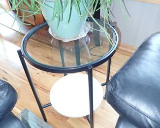 ROUND GLASS TOP SIDE TABLE