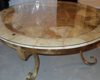 ROUND MARBLE COFFEE TABLE WITH BRASS LEGS