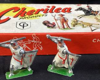 (3) VTG. CHERILEA LEAD BRITISH SOLDIERS & MEDIEVAL KNIGHTS WITH ORIGINAL BOXES