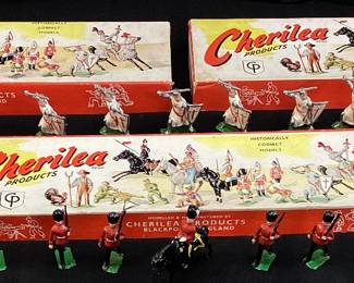 (3) VTG. CHERILEA LEAD BRITISH SOLDIERS & MEDIEVAL KNIGHTS WITH ORIGINAL BOXES