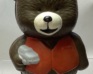 CAST IRON TEDDY BEAR BEAR BANK, 8.5’’
