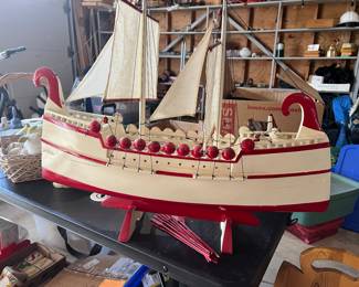 Beautiful wooden  Boat made by a woodworker in Dumaguete Province in the Philippines