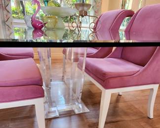 Glass Top | Lucite Bottom Dining Table