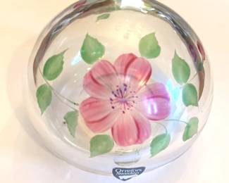 Signed Orrefors Hand Painted Paperweight
