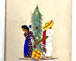 Hand Painted Christmas Card Circa 1940's

