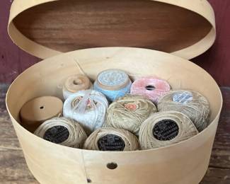 Oval Wooden Box filled with Thread
