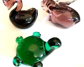 Three (3) Glass Animal Figurines
