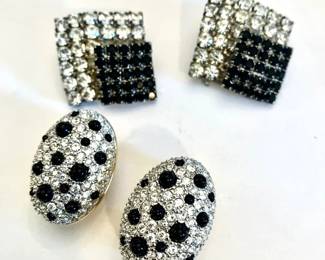 Two (2) pairs of Glitzy Clip Earrings

