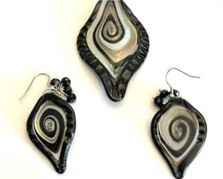 Handmade Glass Pendant & Earring Set