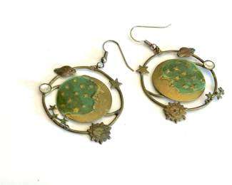 Awesome Man in the Moon and Stars Pierced Earrings
