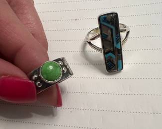Ann Curley Signed Ring & Inlaid Navajo Ring