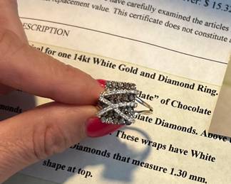 14K White Gold & Diamond & Chocolate Diamond Ring 