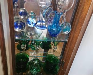 Lighted, Curio for sale. All these pretties are now clean and on a table for better viewing.