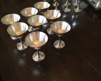 c 1970s Silverplate Champagne & Wine Goblets 