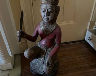 4' hand carved wood sculpture