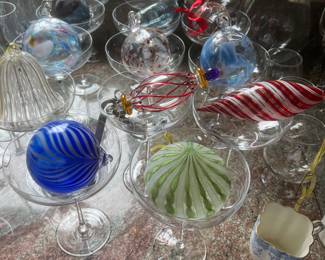 Blown glass Christmas ornaments