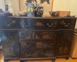 Union National Writing desk, credenza with asian inspired design