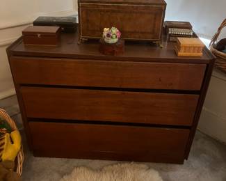 Dresser and an assortment of storage boxes
