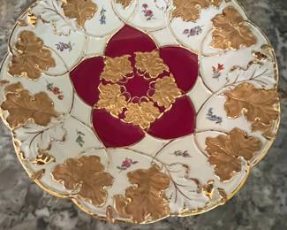 Burgundy and gold Meissen plate