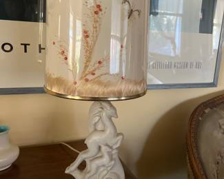 Vintage Gazelle Van Briggle pottery based lamp with original shade