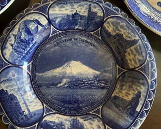 Souvenir of Tacoma Flow Blue Plate