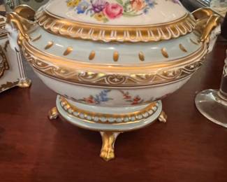 Gorgeous Covered Dish with Goat Head Design Dresden