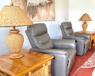 Leather swivel rocking recliners