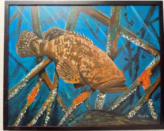 Original grouper fish paint by Sotey Jackson 