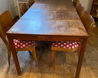 Mod Century Modern Heywood Wakefield Dining Table with six Wide Seat Chairs