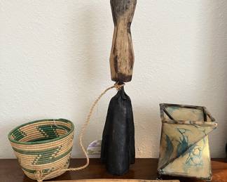 African bell, basket, tribal bonsai