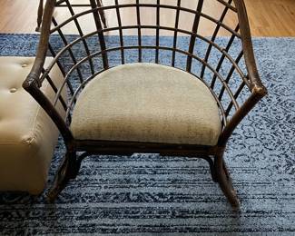 Rattan Bamboo hoop chair with upholstered seat