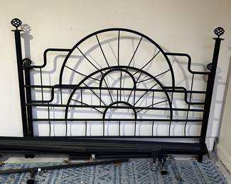 Full size black iron headboard/footboard