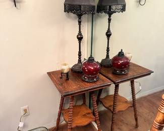 Wood Table, Lamp, Decor