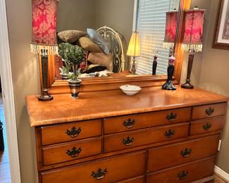 Dresser with Mirror, Lamps