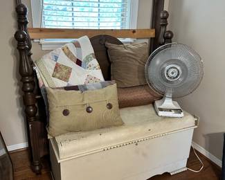 Cedar Chest, Full Bed Frame, Pillows, Quilt