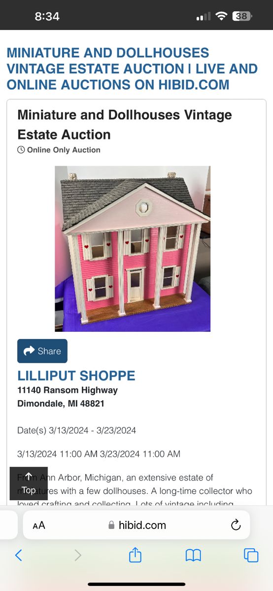 ESTATE OF MINIATURES & DOLLHOUSES in Dimondale, MI starts on 3/18/2024