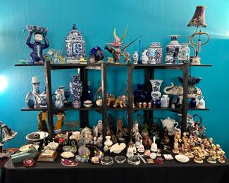 Blue and White, Glass Fish, Murano Birds and Swans, Hummels, Bells, Geodes, Foo Dogs, etc.