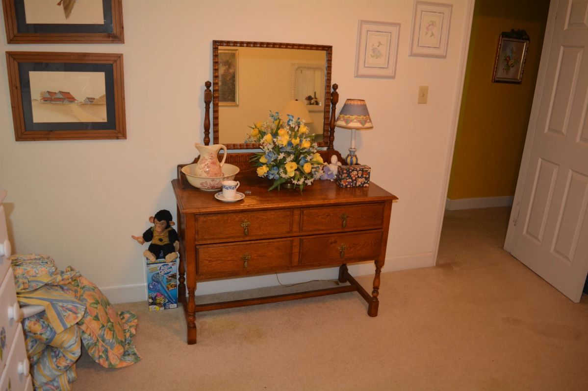 Antique solid wood dresser with mirror