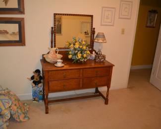 Antique solid wood dresser with mirror