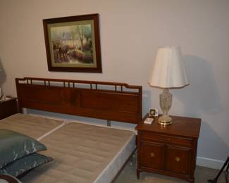 king sized headboard, footboard, frame and box springs with matching nightstands