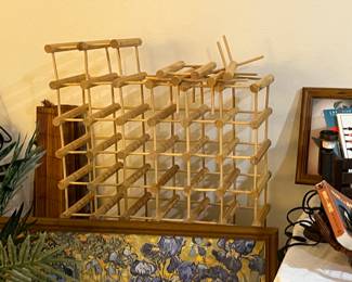 Tall wooden bottle rack