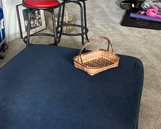 Large ottoman and pair of barstools
