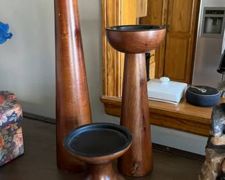 Very nice set of three wooden candlestick holders
