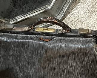 Antique large leather physician bag