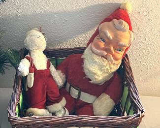 Vintage Santa Claus plush MCM rubber face 16” toy