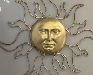 Large gold metal moon wall art