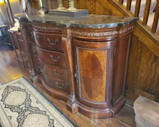 Beautiful 'newer' marble top buffet approx 6'