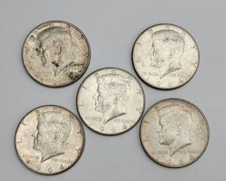 1964 Silver Kennedy Half Dollars - Lot of 6