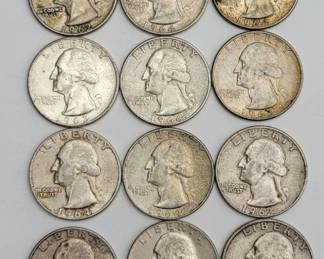 1960's Silver Washington Quarters - Lot of 12