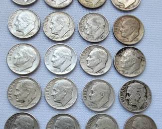 1940's, 1950's & 1960's Roosevelt Dimes - Lot of 20